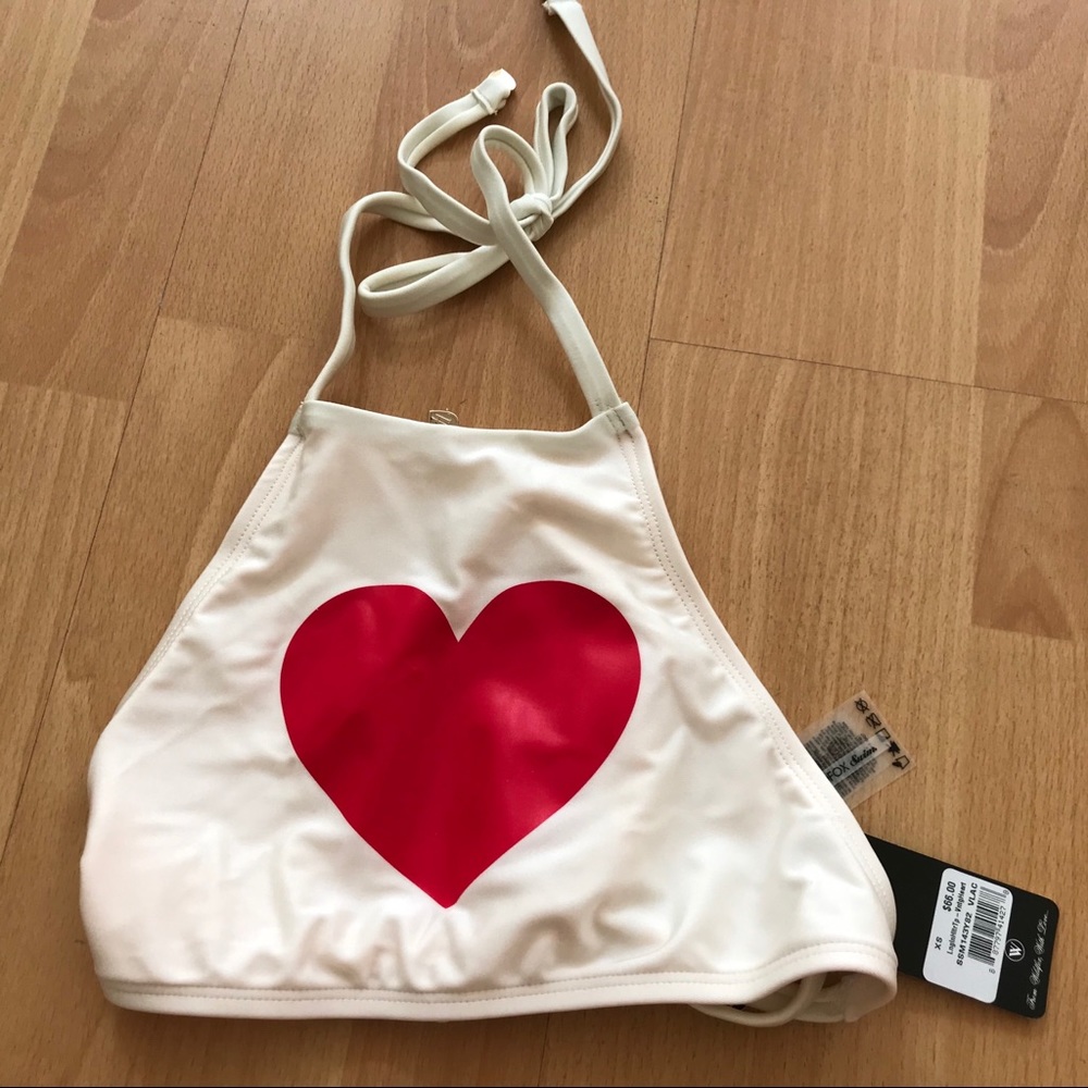 NWT Wildfox red heart 90s style halter bikini top